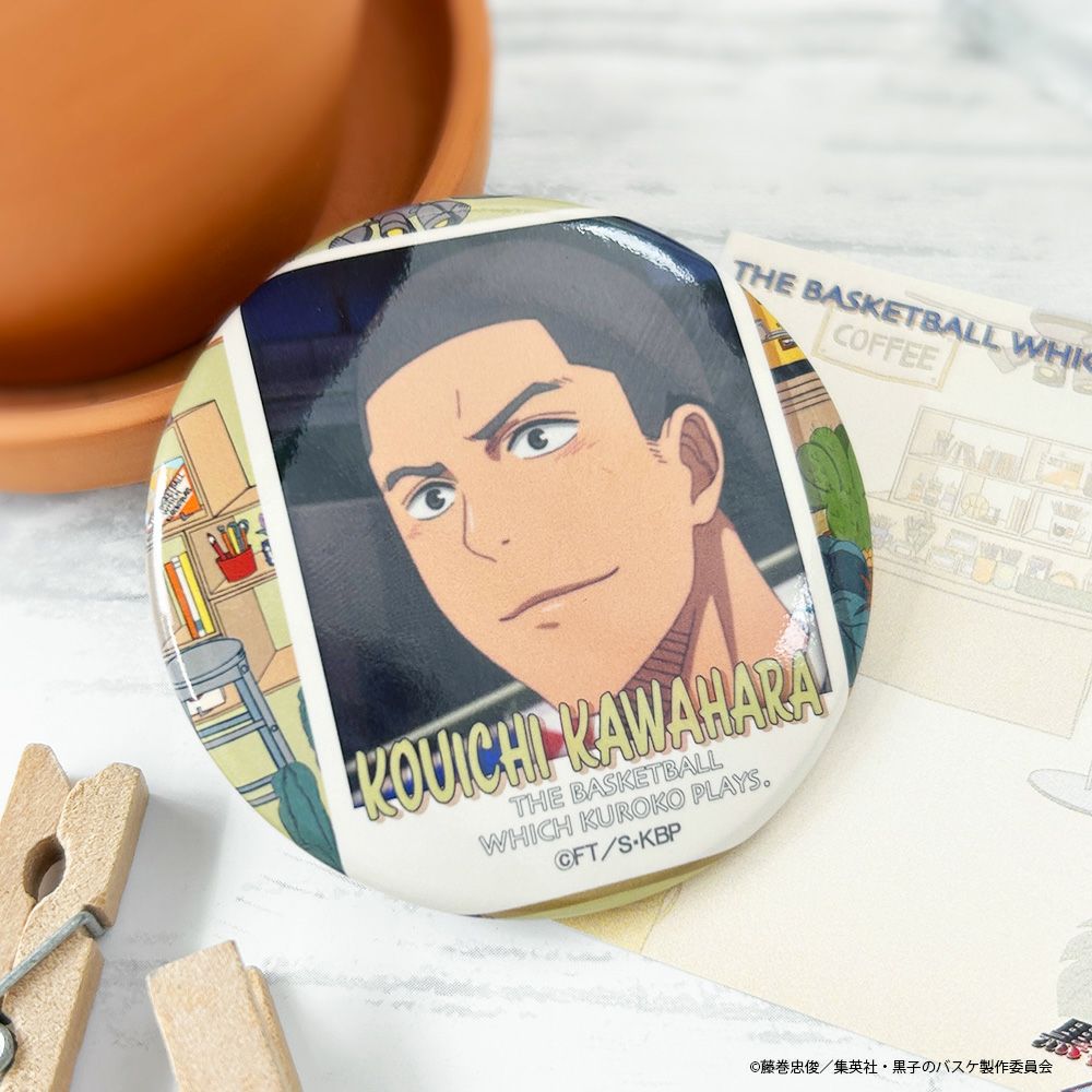 黒子のバスケ×文房具カフェ カフェポスターモチーフ 缶バッジ 河原浩一