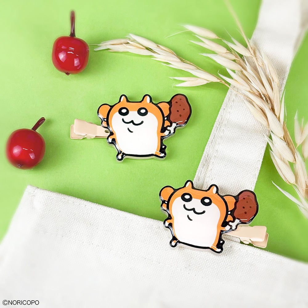 クソハムちゃん×文房具カフェ 先史モチーフ 前髪クリップ みずらハム
