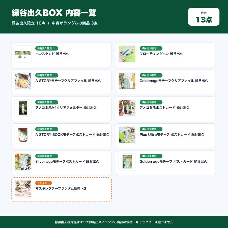緑谷出久BOX 内容一覧