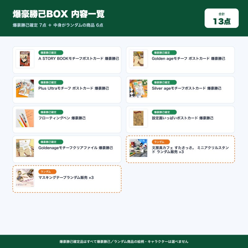 爆豪勝己BOX 内容一覧