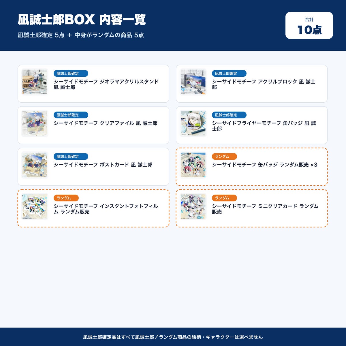 凪誠士郎BOX 内容一覧